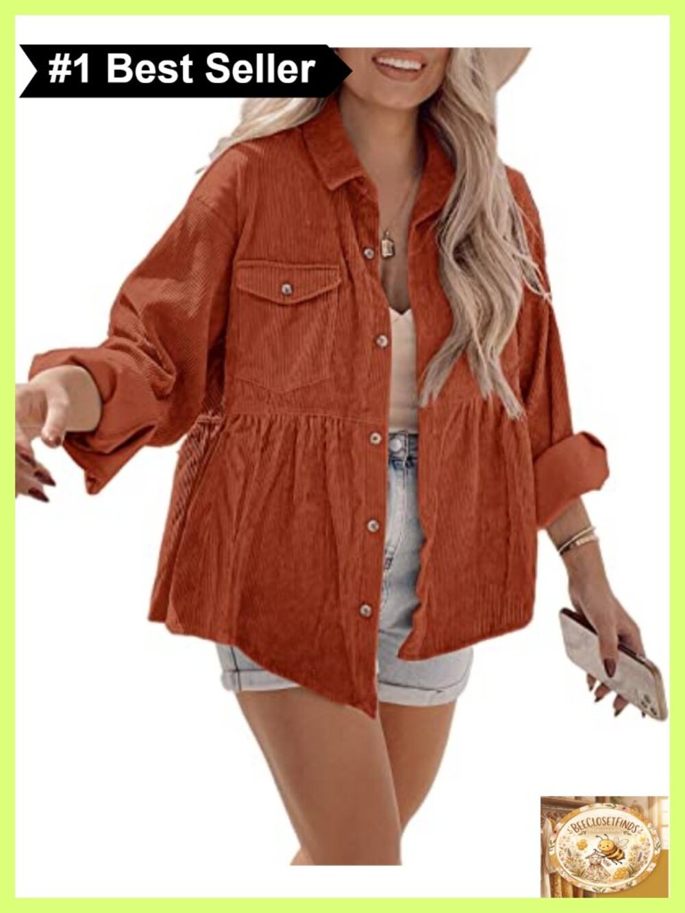 Corduroy Button Down Tunic Shirt Long Sleeve Loose Fit Oversized Womens